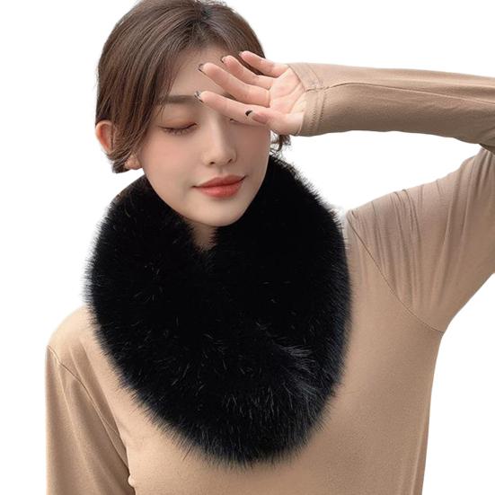 Einfarbig Breite Warme Clip Schnalle Schal Frauen Winter Faux Pelz Schal Hals schwarz von Joom DACH