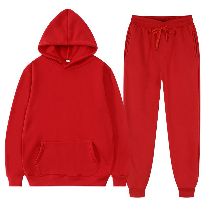 Einfarbig Hoodie Set Tasche Langarm Frauen Hoodie Herbst Casual Jogger Anzug Trainingsanzug Sweatshirt Frau Pullover Chandals Hombre 3XL von Joom DACH