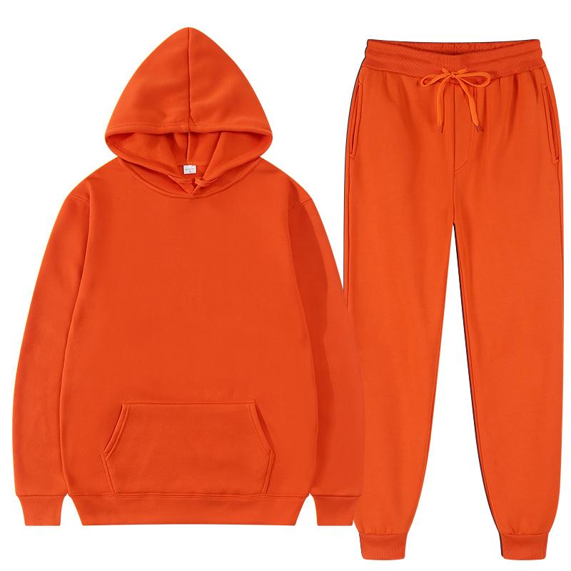 Einfarbig Hoodie Set Tasche Langarm Frauen Hoodie Herbst Casual Jogger Anzug Trainingsanzug Sweatshirt Frau Pullover Chandals Hombre 3XL von Joom DACH