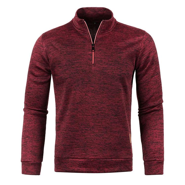 Einfarbig Mantel Männer Herbst Winter Lange Sleeve Zipper Stehkragen T-shirts für Männer Pullover Top Sport Männlich L weinrot von Joom DACH