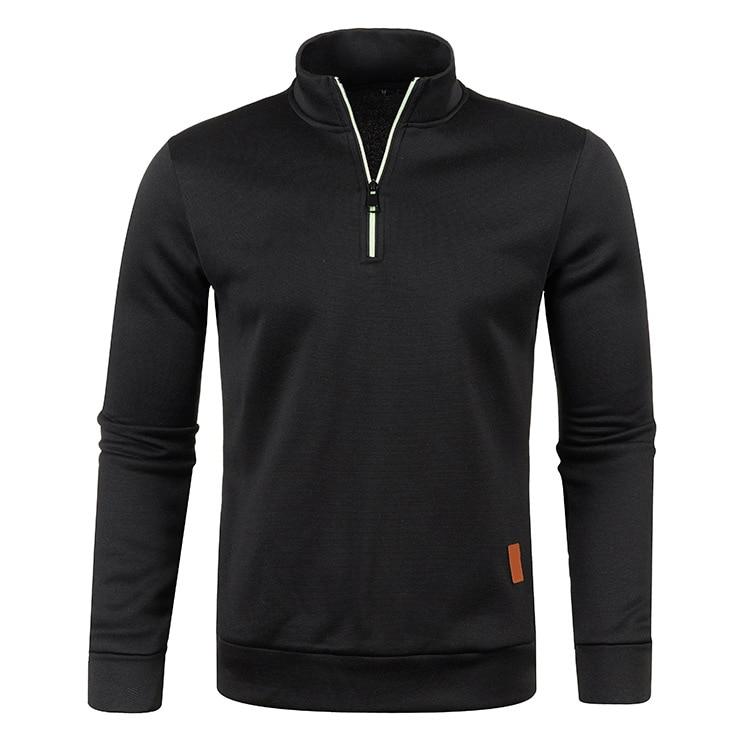 Einfarbig Mantel Männer Herbst Winter Lange Sleeve Zipper Stehkragen T-shirts für Männer Pullover Top Sport Männlich XL schwarz von Joom DACH