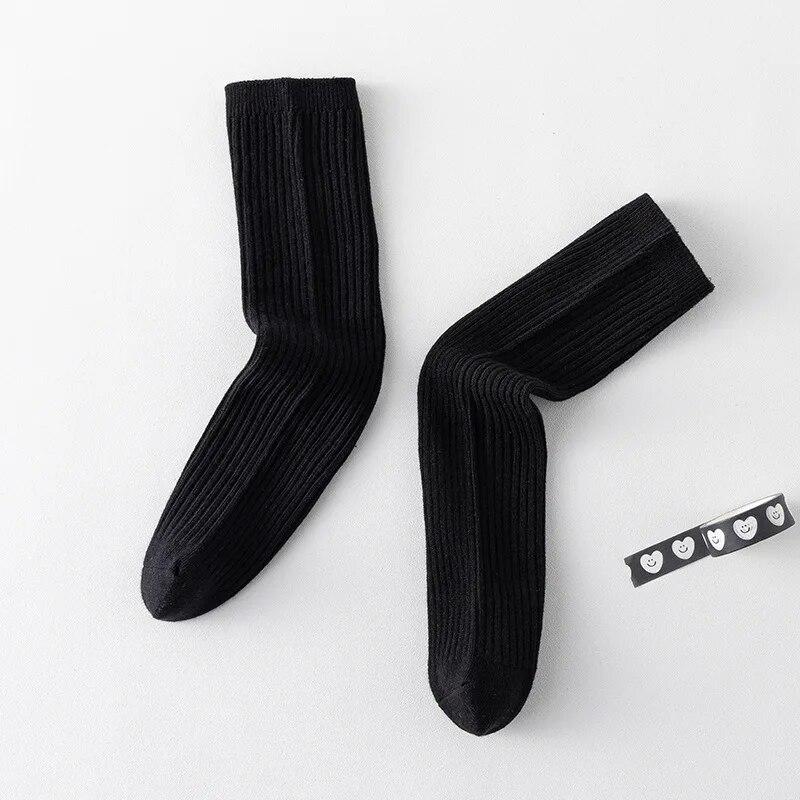 Einfarbige, leuchtende Farben, Herbst und Winter, hohe Elastizität, kniehohe lange Socken für Babys, Mädchen und Jungen, gerippte, gestreifte Strümpfe über der Wade schwarz von Joom DACH