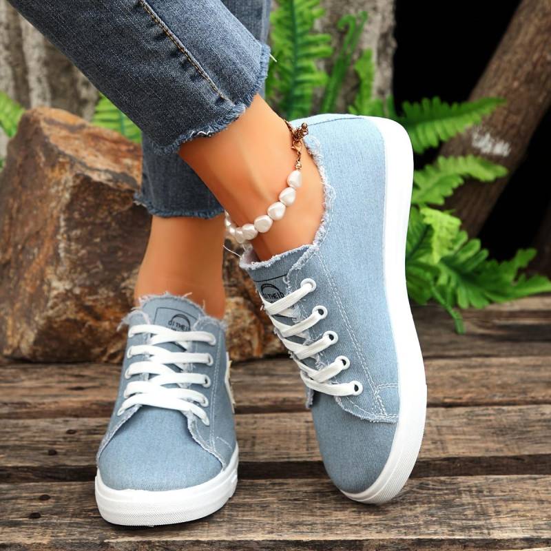 Einfarbige Canvasschuhe für Damen, lässige Outdoor-Schnürschuhe, leichte Low-Top-Sneaker 40 von Joom DACH
