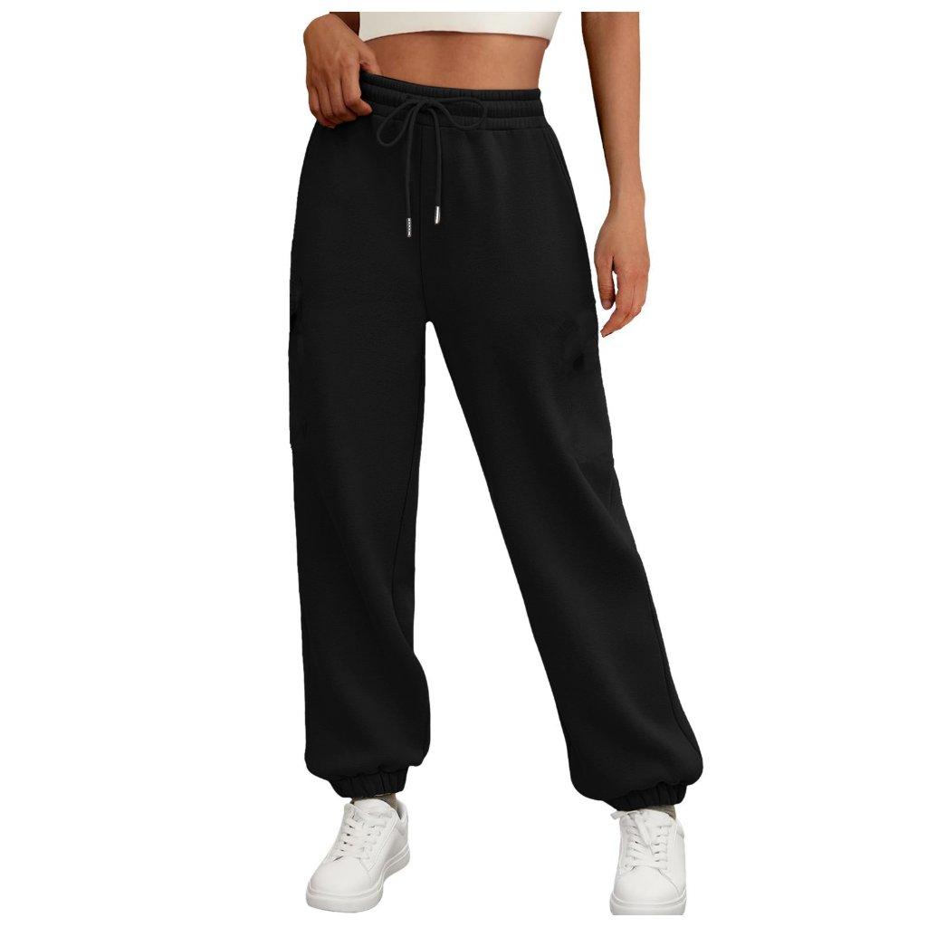 Einfarbige Damenhose Tasche Lang Damen High Waist Jogginghose Locker Lässig Herbst Winterkleidung S von Joom DACH