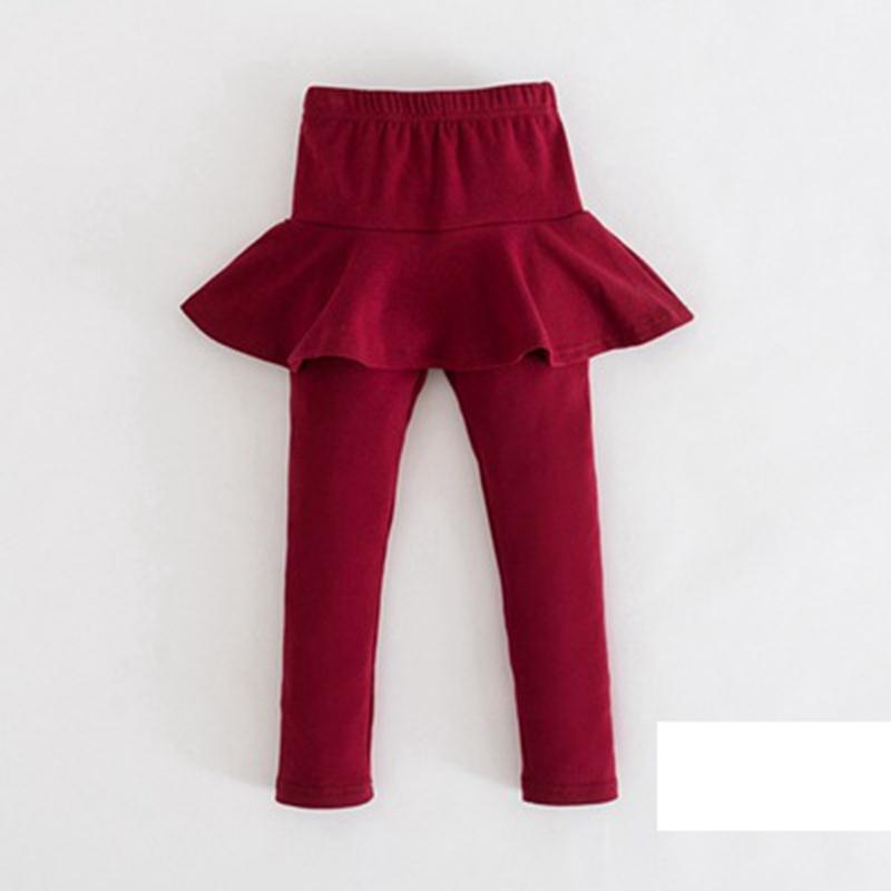 Einfarbige Mädchenhose Kinderleggings 2-10J Kinderbekleidung Frühling Herbst Baumwollleggings Warme Baby-Mädchen Rock-Hose 120cm rot von Joom DACH