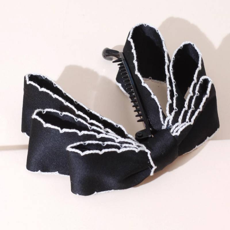 Einfarbige Stoffschleife, Bananen-Haarspangen, Haarnadel für Frauen, Hinterkopf, Pferdeschwanz, Kopfschmuck, Haar-Accessoires schwarz von Joom DACH