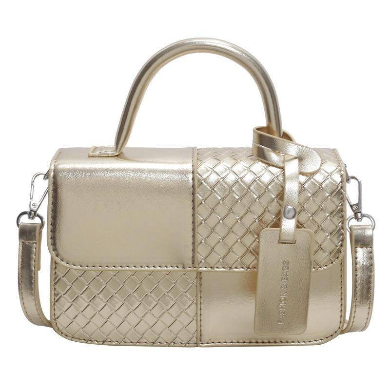 Einfarbige Tasche Damen Neue Mode Schulter Messenger Bag Damen Tragbare Kleine Quadratische Tasche large gold von Joom DACH