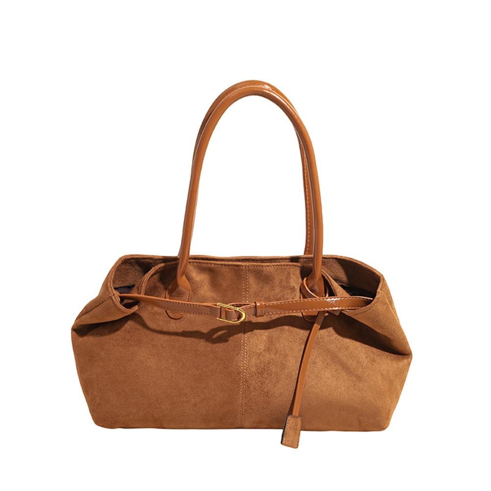 Einfarbige Wildleder-Schultertasche Koreanischer Stil Achseltaschen Lässige Handtasche mit großer Kapazität Outdoor von Joom DACH