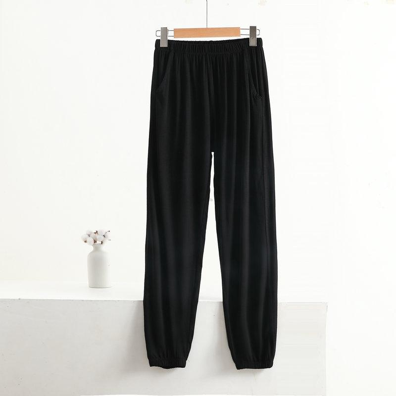 Einfarbige gerade Hose für Damen mit Taschen, schmal zulaufende Hose, elastische Taille, Kordelzug, weites Bein, lässige, lockere Hose, lässige Lounge-Yogahose 6XL schwarz von Joom DACH