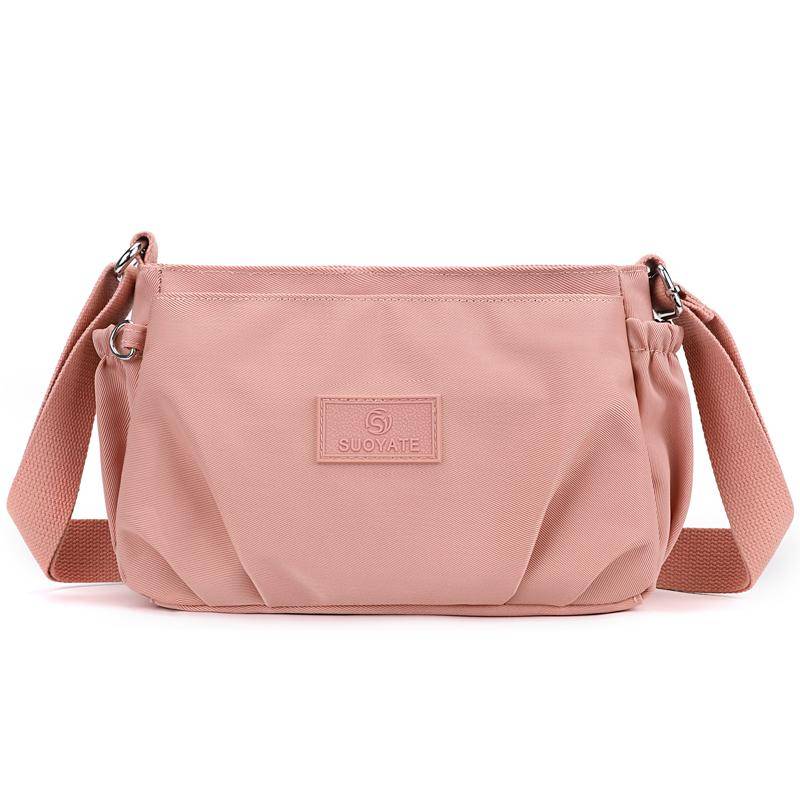 Einfarbige wasserdichte Schultertasche für Damen, lässig, kleine Umhängetasche, multifunktionale Handtasche, Umhängetasche rosa von Joom DACH