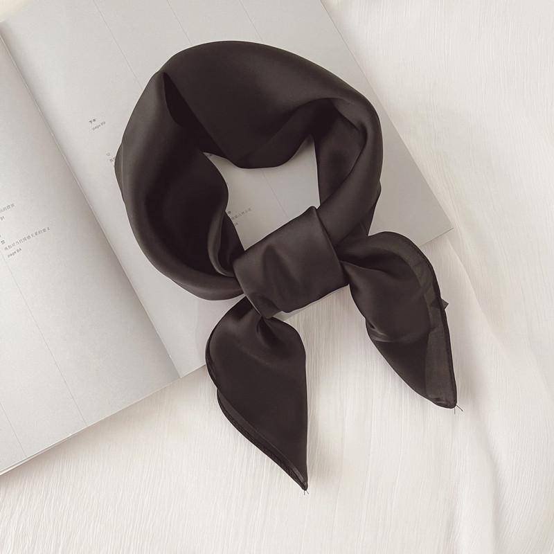Einfarbiger 70*70cm Seiden-Quadrat-Schal Damen Weiches Satin Haarband Halstuch Krawatte Damen Stirnband Taschenband schwarz von Joom DACH