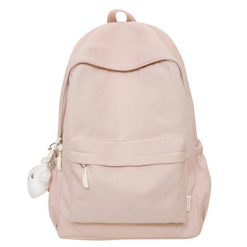 Einfarbiger Damen-Rucksack für Studenten, Schultasche, Campus-Klassen-Rucksack rosa von Joom DACH