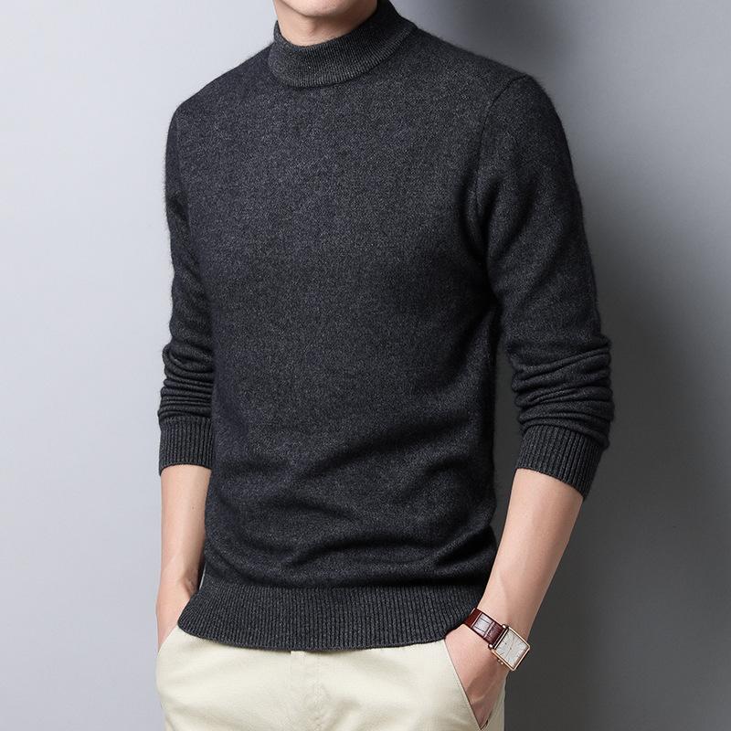 Einfarbiger Herren-Kaschmirpullover mit Rollkragen, schmale Passform, Business-Pullover XXXXL schiefer grau von Joom DACH