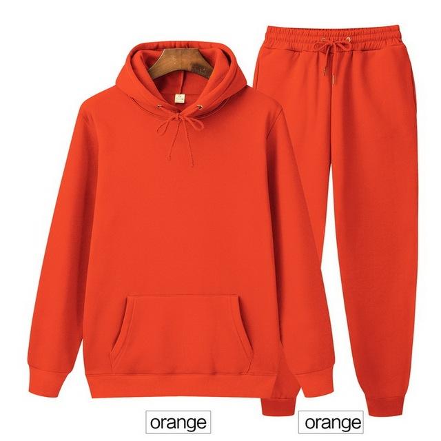 Einfarbiger Hoodie, zweiteiliges Set, Kapuzenpullover, Damen-Hoodie, Herbst-Herren-Hoodie + Hosen-Sets 3XL von Joom DACH