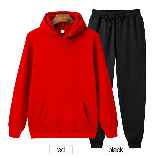 Einfarbiger Hoodie, zweiteiliges Set, Kapuzenpullover, Damen-Hoodie, Herbst-Herren-Hoodie + Hosen-Sets 3XL von Joom DACH