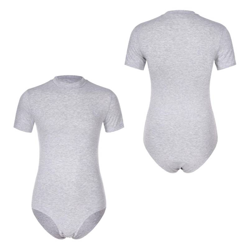 Einfarbiger dünner Overall, lässiger Bodysuit, einteiliger Trikot-Club-Kostüm, Trikot-Unterhemd für Fitness, Fitnessstudio, Sport, Wrestling, Singlet, Herren-Pyjama L grau von Joom DACH