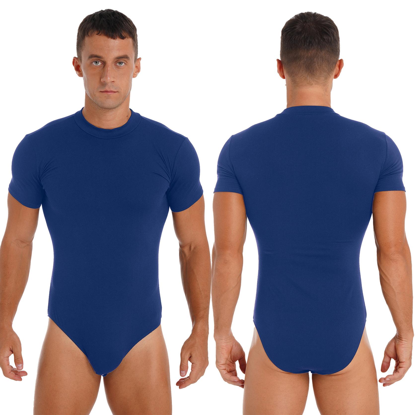 Einfarbiger dünner Overall, lässiger Bodysuit, einteiliger Trikot-Club-Kostüm, Trikot-Unterhemd für Fitness, Fitnessstudio, Sport, Wrestling, Singlet, Herren-Pyjama XL blau von Joom DACH