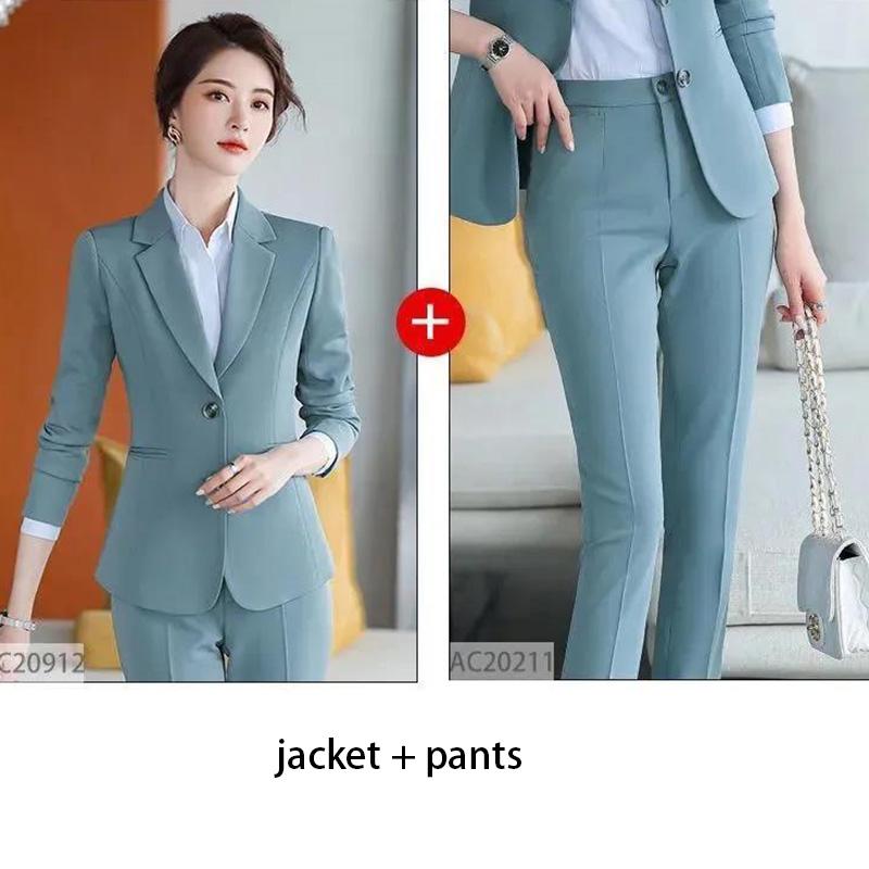 Einfarbiger professioneller Anzug für Damen im Frühling und Herbst, Temperament, formelle Overalls, Anzugjacke + Anzughose XXXL von Joom DACH