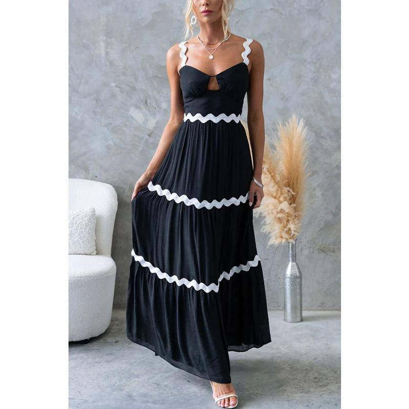 Einfarbiges Kleid für Damen mit Strumpfhaltern aus Spitze, Oversized Sway S schwarz von Joom DACH