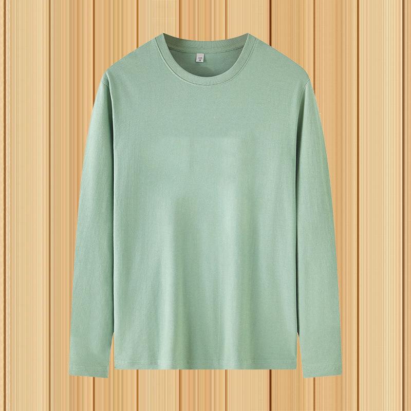 Einfarbiges Langarm-T-Shirt mit Rundhalsausschnitt für Herren im Herbst 2024: Weich, bequem, große Größe. 5XL (for 90-100 kg) grün von Joom DACH