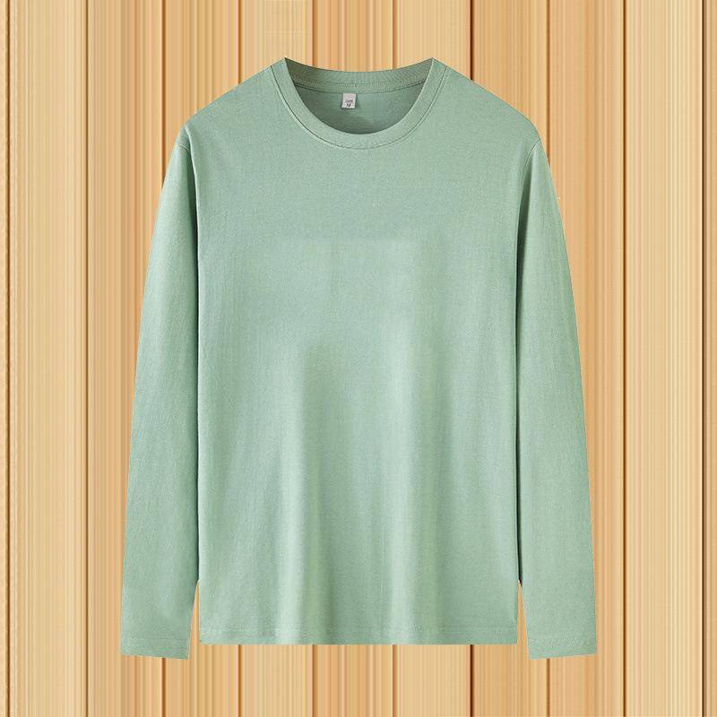 Einfarbiges Langarm-T-Shirt mit Rundhalsausschnitt für Herren im Herbst 2024: Weich, bequem, große Größe. 5XL (for 90-100 kg) grün von Joom DACH