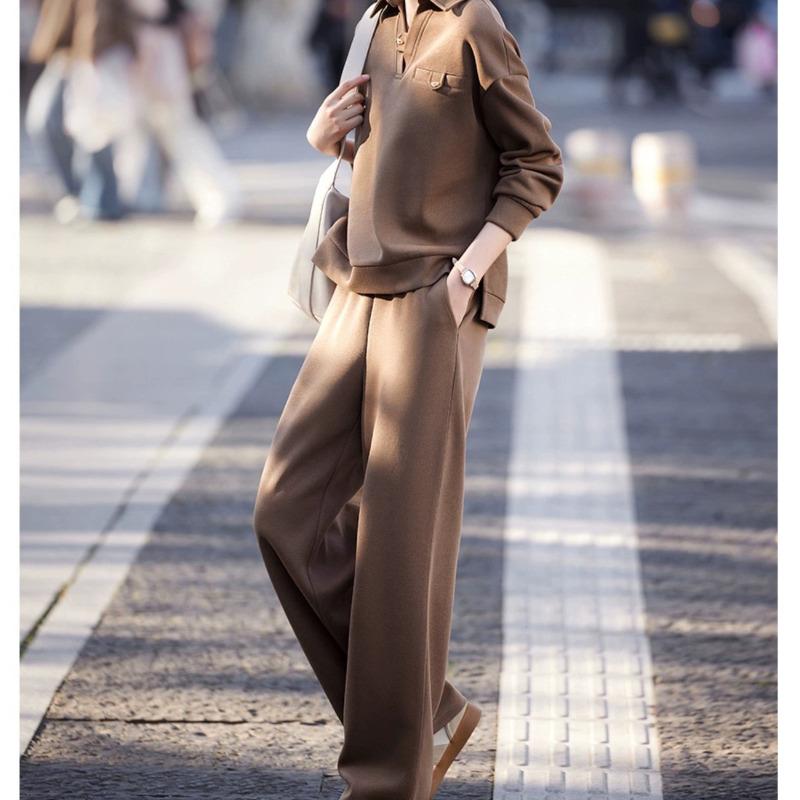 Einfarbiges lässiges Pullover-Set Damen Frühling Neu Pendler Einfache Jogginghose Zweiteiliges Set 2XL von Joom DACH