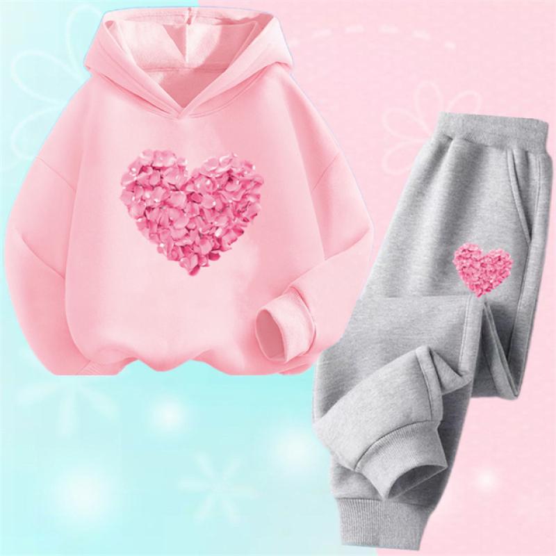 Einhorn-Hoodie-Set, Cartoon-Kinder-Kapuzenpullover, Sweatshirt und Hose, zweiteilige Einhorn-Outfits für Kinder, Mädchen von 3–14 Jahren 130 von Joom DACH