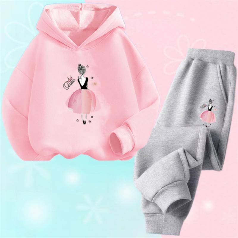 Einhorn-Hoodie-Set, Cartoon-Kinder-Kapuzenpullover, Sweatshirt und Hose, zweiteilige Einhorn-Outfits für Kinder, Mädchen von 3–14 Jahren 140 von Joom DACH