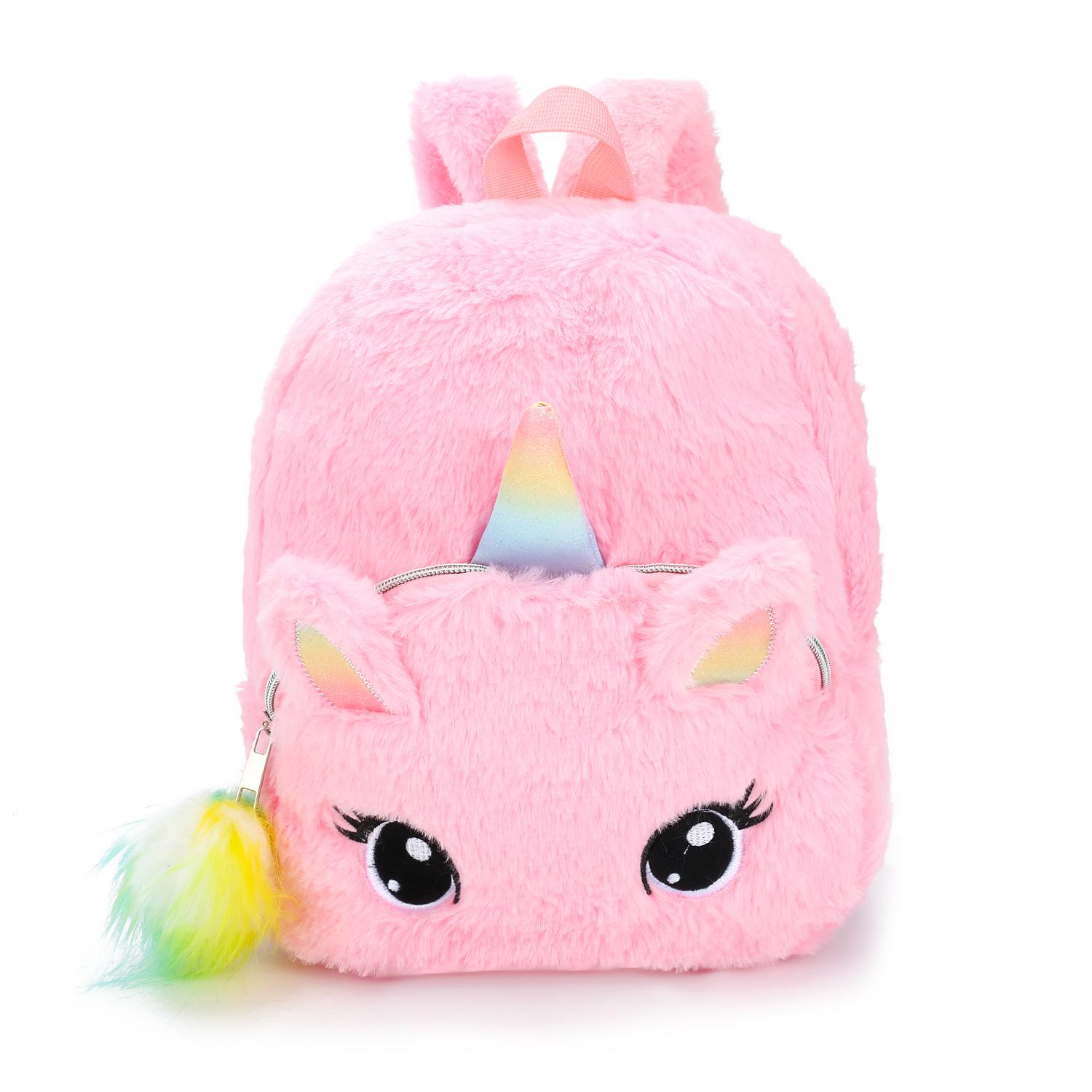 Einhorn Plüsch Big Eyed Rucksack Weiches Plüsch Spielzeug Kindergarten Kinder Cartoon Rucksack Kleine Mädchen Tasche Rucksack von Joom DACH