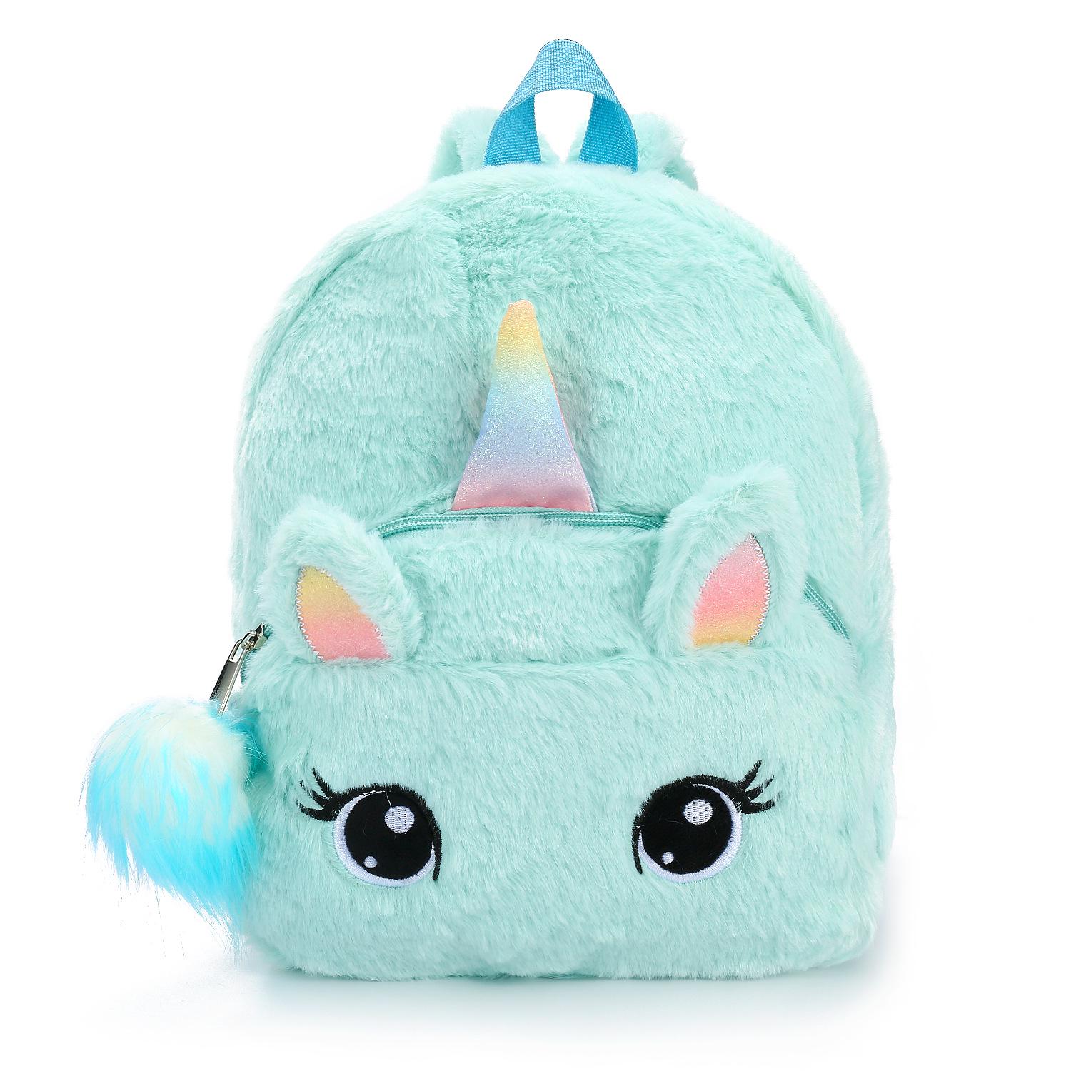 Einhorn Plüsch Big Eyed Rucksack Weiches Plüsch Spielzeug Kindergarten Kinder Cartoon Rucksack Kleine Mädchen Tasche Rucksack von Joom DACH