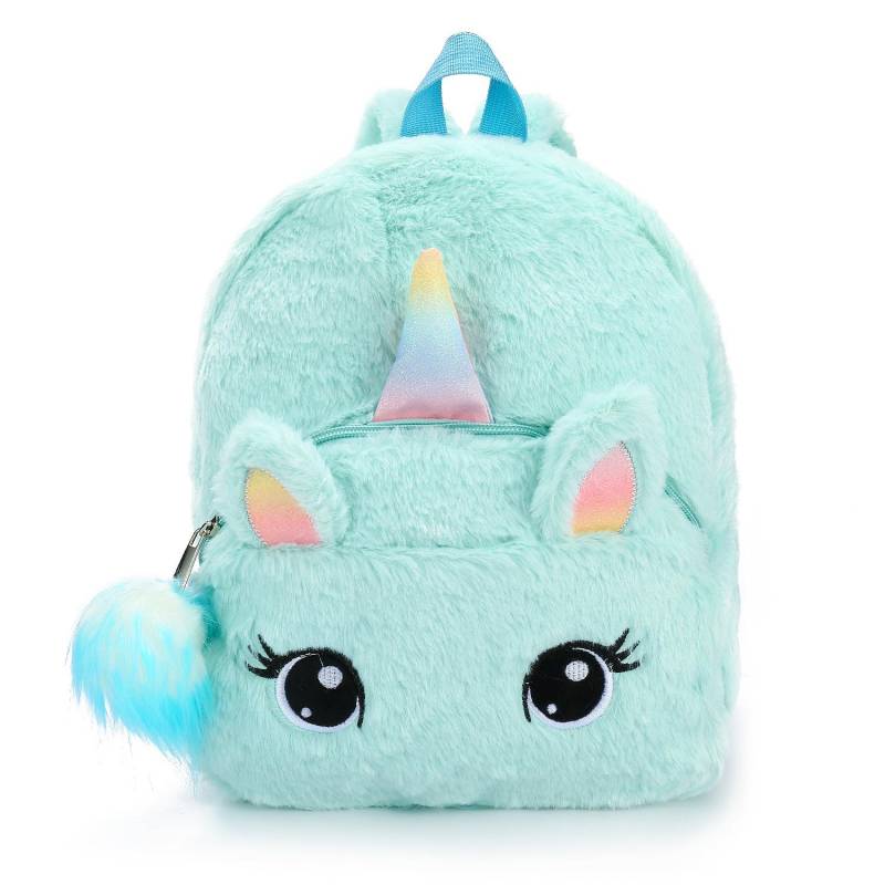 Einhorn Plüsch Big Eyed Rucksack Weiches Plüsch Spielzeug Kindergarten Kinder Cartoon Rucksack Kleine Mädchen Tasche Rucksack von Joom DACH