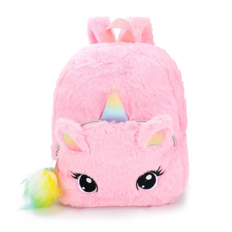 Einhorn Plüsch Big Eyed Rucksack Weiches Plüsch Spielzeug Kindergarten Kinder Cartoon Rucksack Kleine Mädchen Tasche Rucksack von Joom DACH