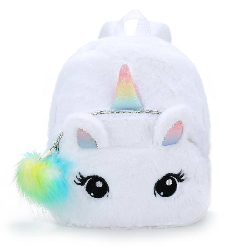 Einhorn Plüsch Big Eyed Rucksack Weiches Plüsch Spielzeug Kindergarten Kinder Cartoon Rucksack Kleine Mädchen Tasche Rucksack von Joom DACH