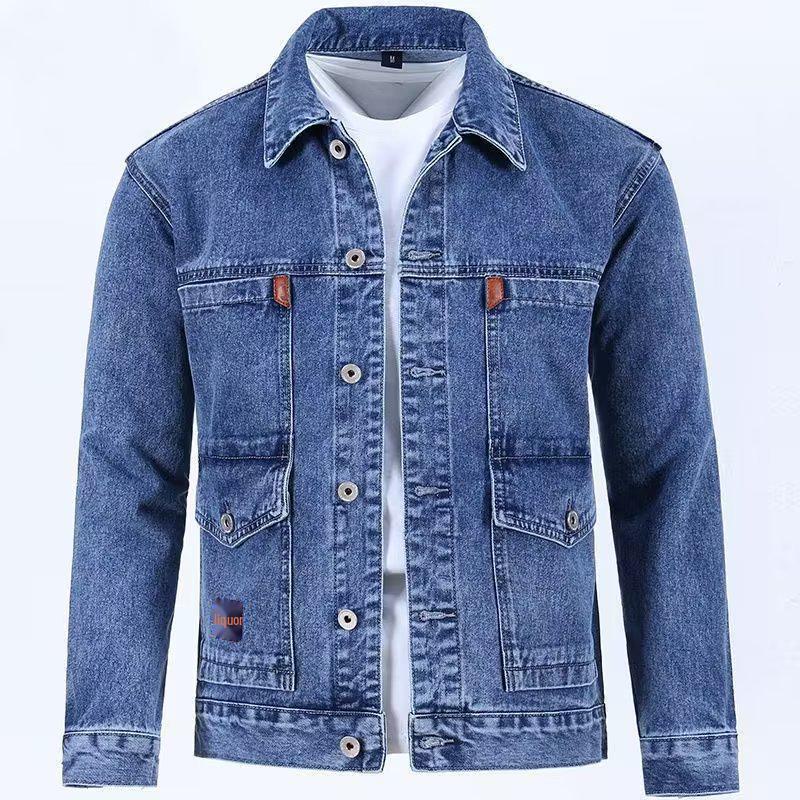 Einreihige Jeansjacke für Herren - Amerikanische High Street Fashion, lockere Passform, passender Herbsttrend 2XL blau von Joom DACH
