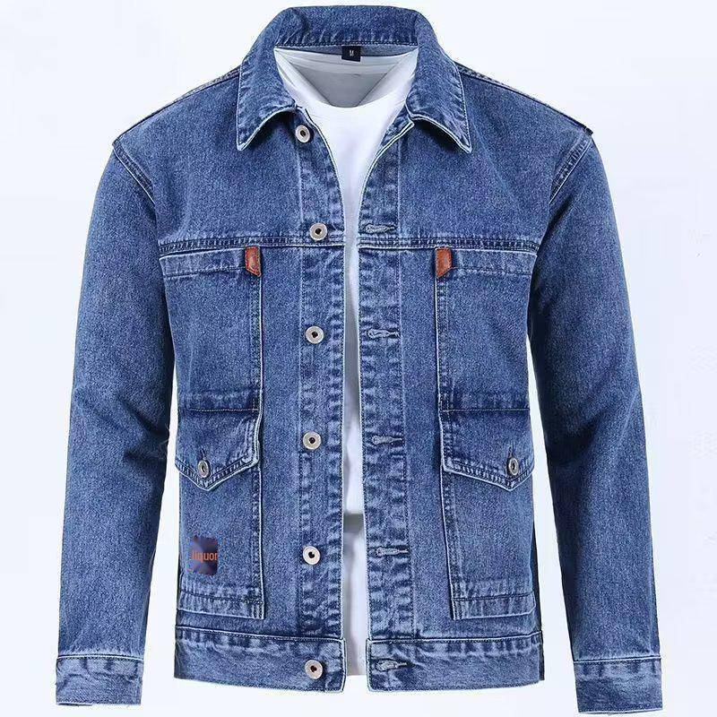 Einreihige Jeansjacke für Herren - Amerikanische High Street Fashion, lockere Passform, passender Herbsttrend 2XL blau von Joom DACH