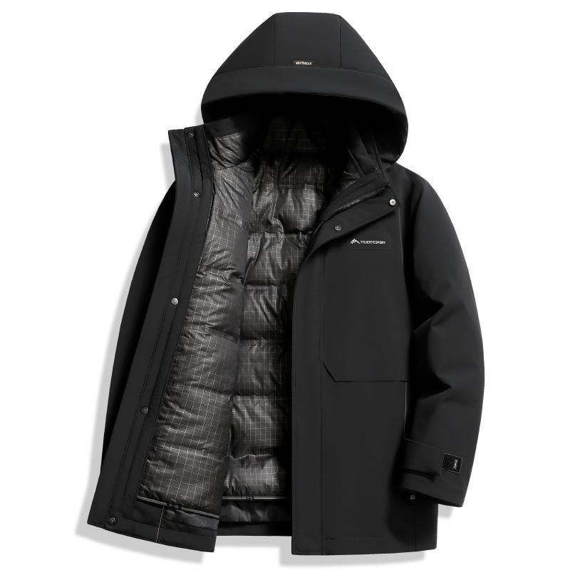 Einteilige Drei-Gebrauchs-Entendaunenjacke mit herausnehmbarem Futter für Herren, Herbst und Winter, 90 weiße Entendaunenjacke, warme Daunenjacke für den Außenbereich 4XL schwarz von Joom DACH