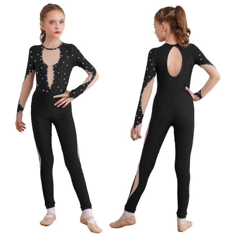 Einteilige Kleidung Langarm Mesh Patchwork Trikots Overall Kinder Mädchen Skating Sportbekleidung 13-14 Years von Joom DACH