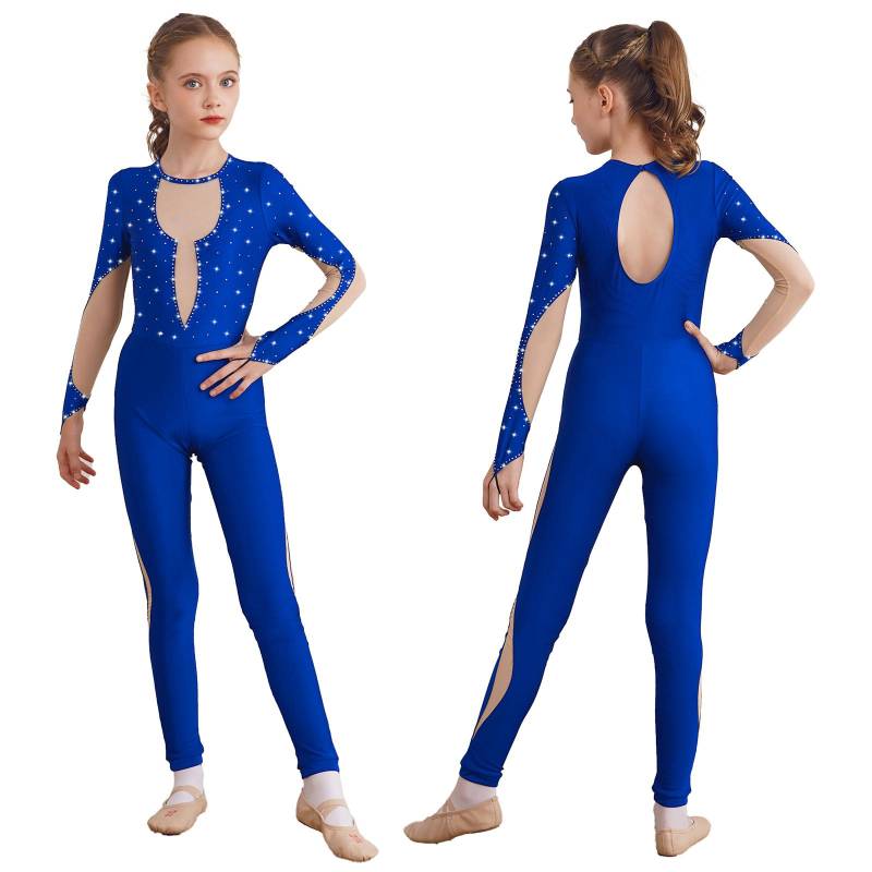 Einteilige Kleidung Langarm Mesh Patchwork Trikots Overall Kinder Mädchen Skating Sportbekleidung 9-10 Years königsblau von Joom DACH