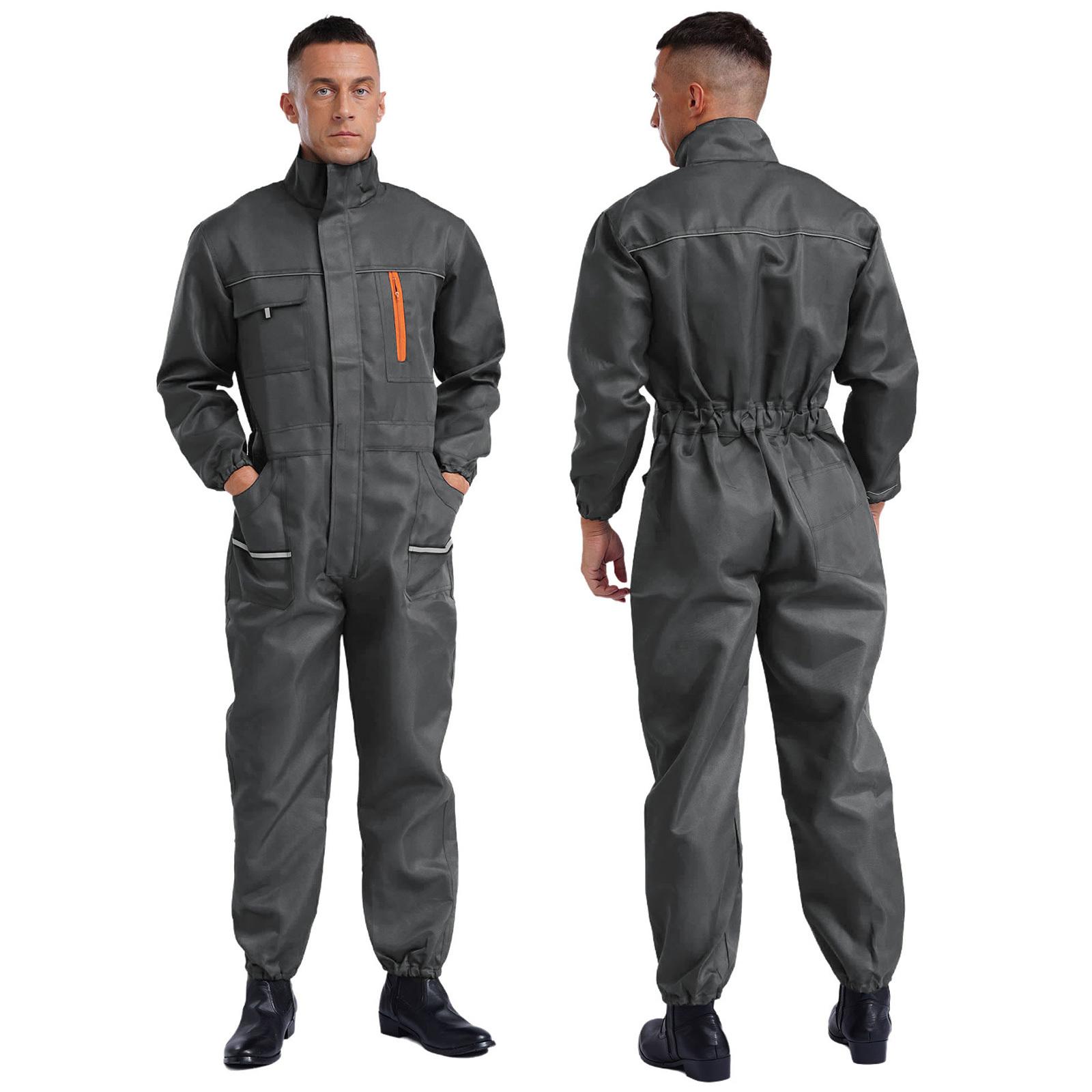 Einteiliger Arbeitsoverall für Männer, verschleißfest, Mechaniker-Overall, langärmelig, Marineblau XXL graue von Joom DACH