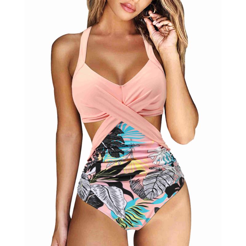 Einteiliger Tankini-Badeanzug, Neckholder, Übergröße, Brasilien, Strand, Push-up-Badeanzug, hoher Taillen-Body, Monokini-Bikini XL von Joom DACH
