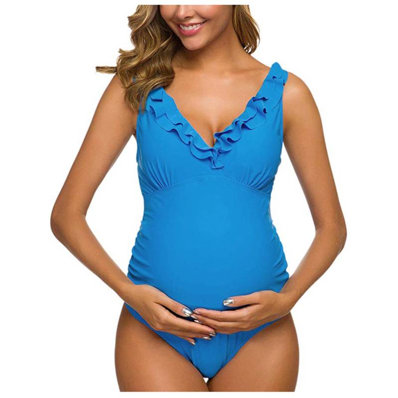 Einteiliger Umstandsbadeanzug für Damen, Bikini, Badebekleidung XL blau von Joom DACH
