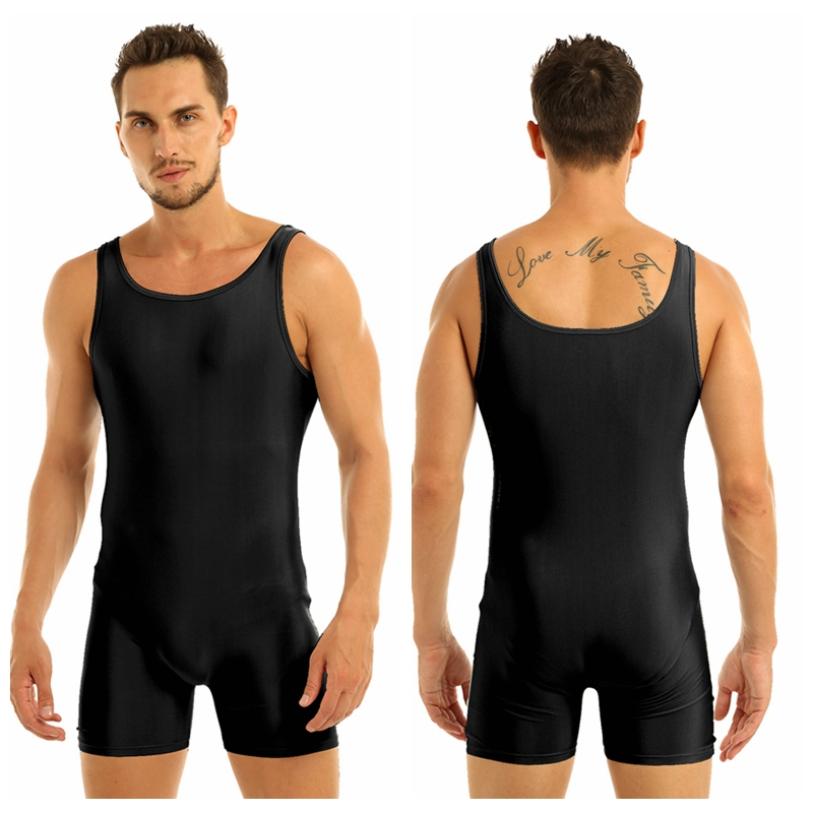 Einteiliger sportlicher Body für Herren, schmale Passform, Gymnastikanzug, dehnbarer Overall, Boxer-Unterhemd XL schwarz von Joom DACH