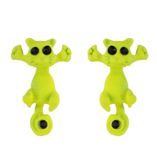 Einzelne Ohrringe, kreatives Tier-Cartoon-Kätzchen, Damen-süße Katze, Weihnachtsgeschenk 1 Pair grün von Joom DACH