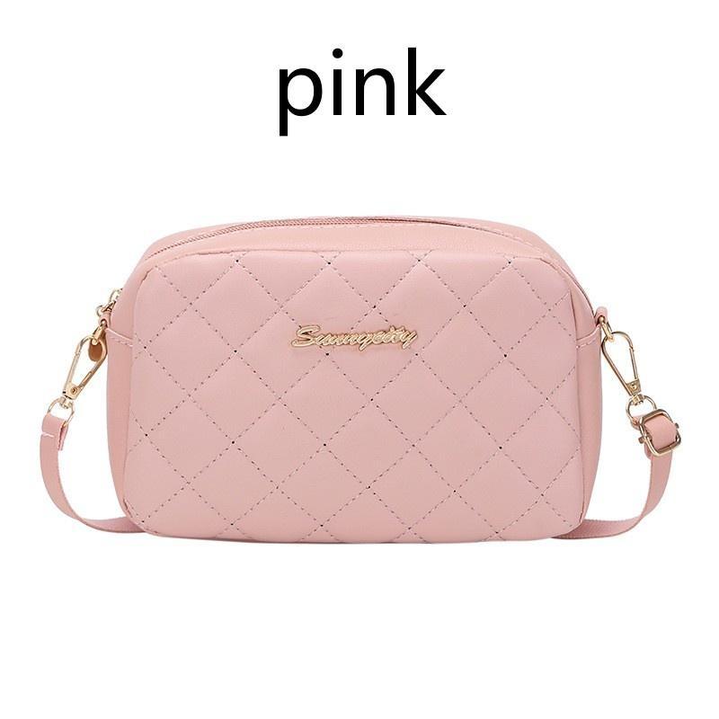 Einzelne Umhängetasche, Diamant-karierte Umhängetaschen, weibliche Umhängetasche, 5 Farben, bestickte Kamera-Geldbörse für Frauen One Size rosa von Joom DACH