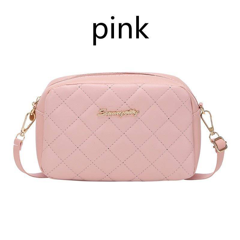 Einzelne Umhängetasche, Diamant-karierte Umhängetaschen, weibliche Umhängetasche, 5 Farben, bestickte Kamera-Geldbörse für Frauen One Size rosa von Joom DACH