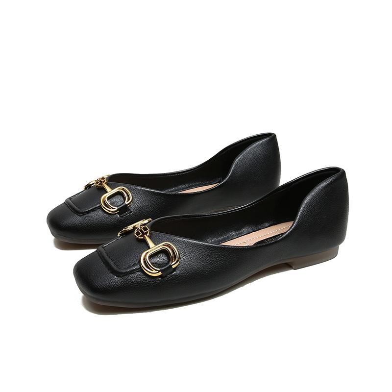 Einzelschuhe aus weichem Leder für Damen, Slipper, Erbsenschuhe, quadratische Zehenpartie, weiches Leder, weiche Unterseite, flache Unterseite, Übergröße, Damenschuhe 33 von Joom DACH