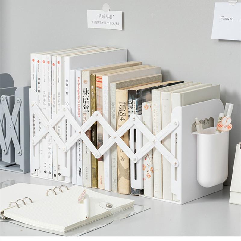 Einziehbare Buchstützen für Regale, Buchstützen-Ständer-Set, verstellbares Bücherregal mit Stifthalter, Schreibtisch-Organizer, Bürozubehör graue Einziehbare Buchstützen für Regale, Buchstützen-Ständer-Set, verstellbares Bücherregal mit Stifthalter, Schreibtisch-Organizer, Bürozubehör graue von Joom DACH