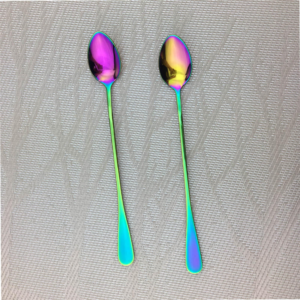 Eis Lange Griff Scoop Geschirr Set Bunte Geschirr Löffel Bar Löffel Saft Kaffee Rühren Besteck Set Küche Werkzeuge 2pcs Long Spoon bunt von Joom DACH