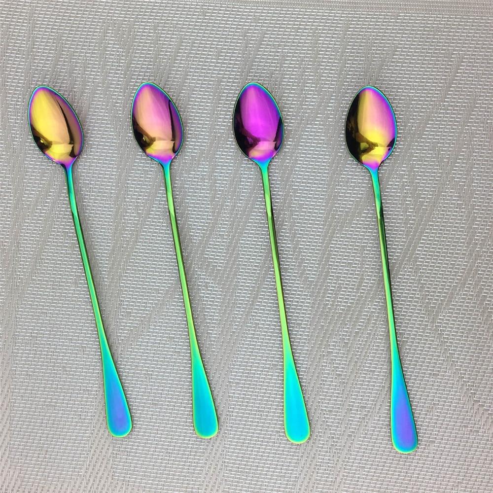 Eis Lange Griff Scoop Geschirr Set Bunte Geschirr Löffel Bar Löffel Saft Kaffee Rühren Besteck Set Küche Werkzeuge 4pcs Long Spoon bunt von Joom DACH