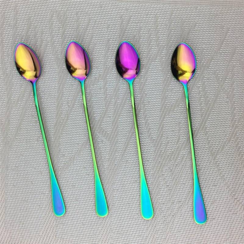 Eis Lange Griff Scoop Geschirr Set Bunte Geschirr Löffel Bar Löffel Saft Kaffee Rühren Besteck Set Küche Werkzeuge 4pcs Long Spoon bunt von Joom DACH